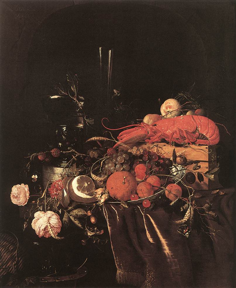 Still-Life with Fruit, Flowers, Glasses and Lobster sf